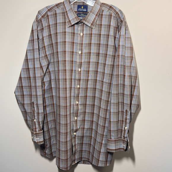Stafford Tailored Shirt Mens 17 1/2  Travel X-Large 34/35 Easy Care Cotton Blend - Picture 1 of 9